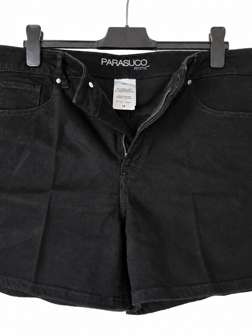 Parasuco black denim shorts with a classic five-pocket design